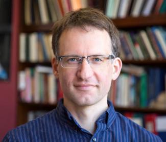 Photograph of Dr. Jeff Mielke in library