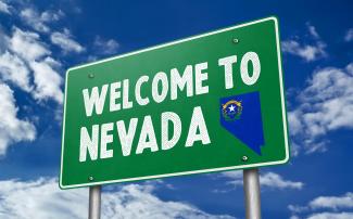 Green welcome to Nevada sign