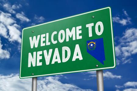 Green welcome to Nevada sign