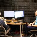 Ph.D. student Donnie Dunagan and Dr. Chacón run an experiment on the EEG machine. 